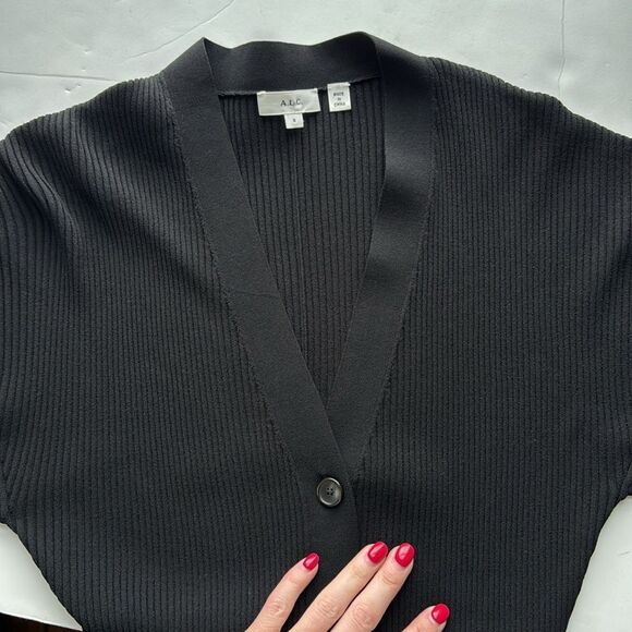 A.L.C. Women’s Sz Small Ribbed V-Neck Ellen Button Front Cardigan Drop Shoulder - Picture 4 of 12
